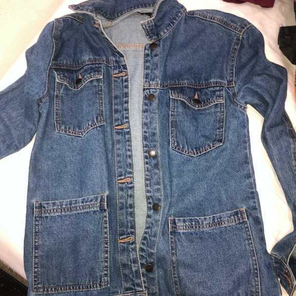 Long dark blue denim jacket - Picture 4 of 4